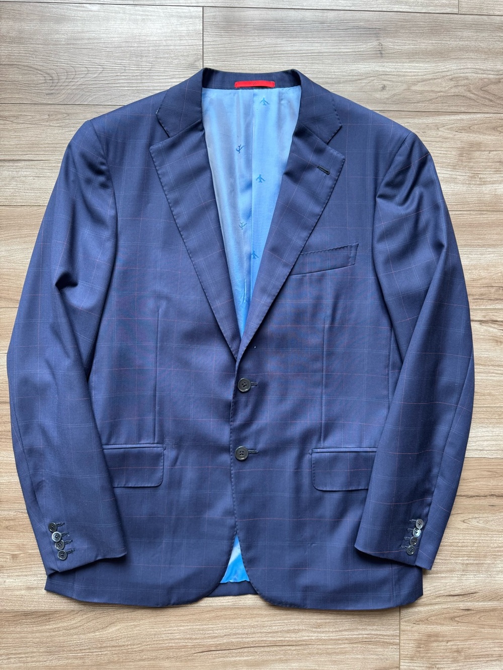 ISAIA Napoli Aquaspider 160's 2-Piece wool Suit Italy Blue 52 IT 42 US 8R